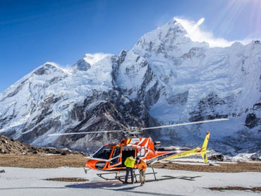 Helicopter Landing Near Everest Base Camp